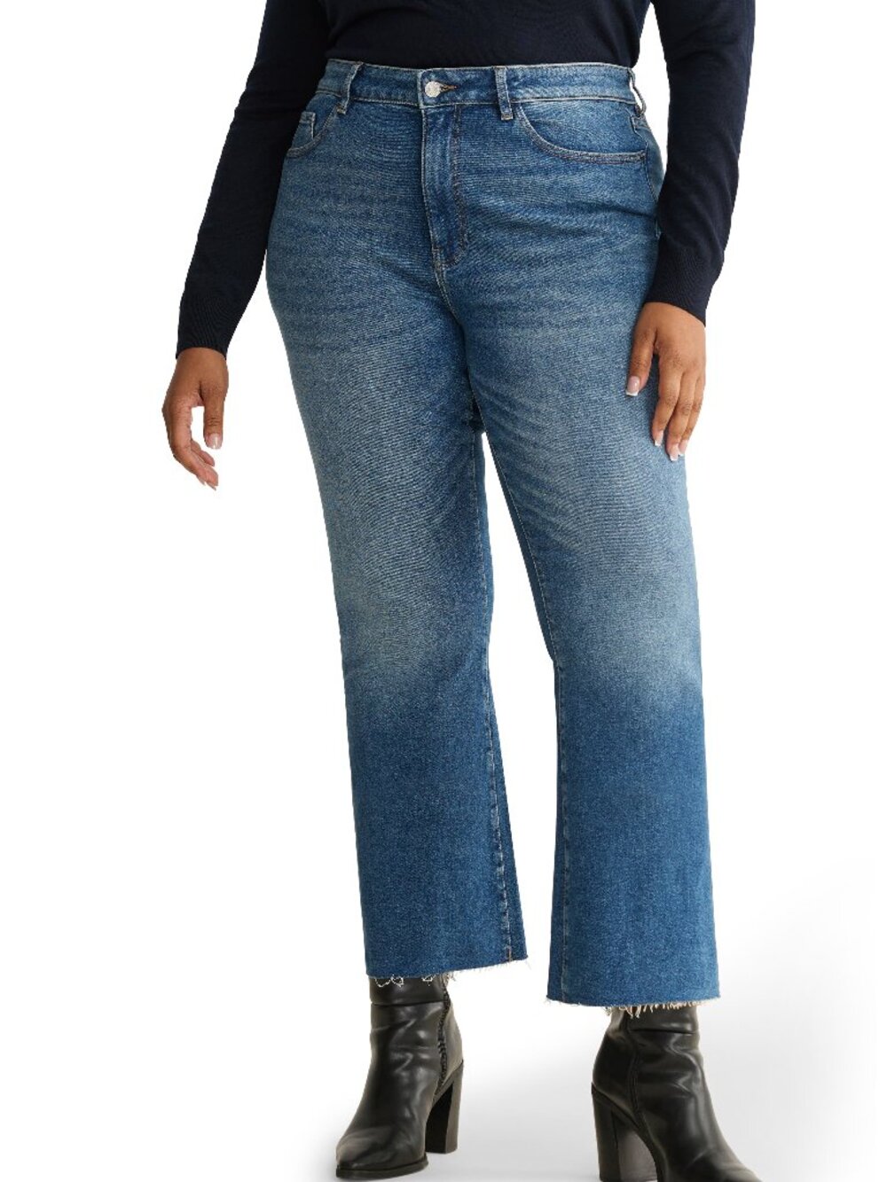 NWT Warp + Weft Nao High Rise Cropped Bootcut Jeans Everafter Wash Size 14W